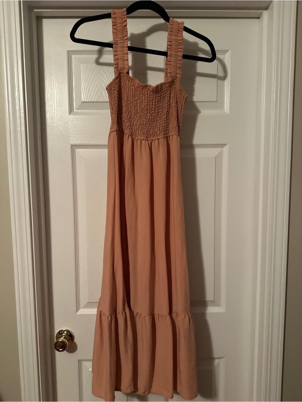 Altar'd State Peach Smocked Midi Dress